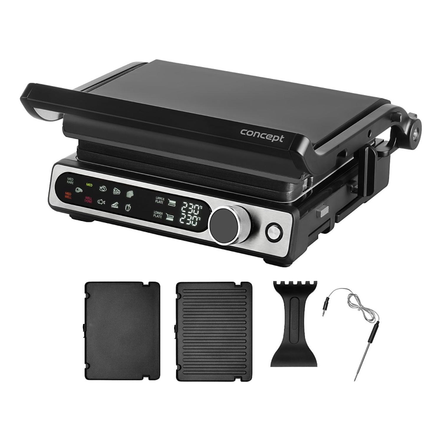 Concept ge3500 - Contactgrill met temperatuursonde 2000W/230V zwart