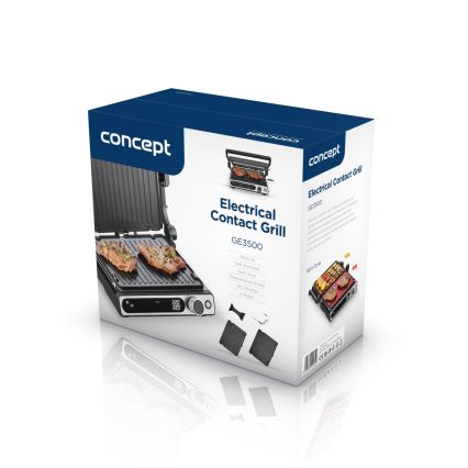 Concept ge3500 - Contactgrill met temperatuursonde 2000W/230V zwart
