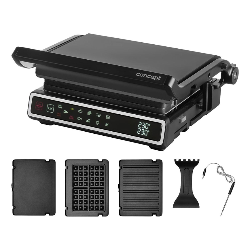 Concept ge3550 - Contactgrill met temperatuursonde 2000W/230V zwart
