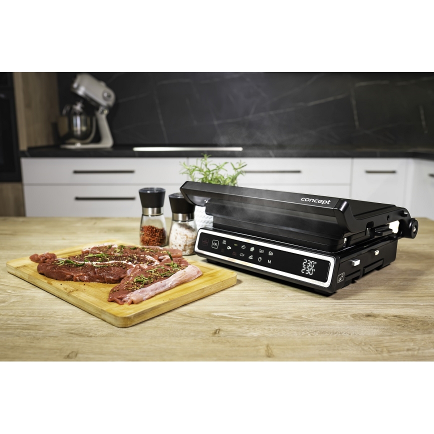 Concept ge3550 - Contactgrill met temperatuursonde 2000W/230V zwart