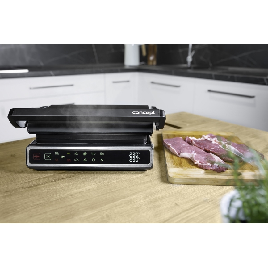 Concept ge3550 - Contactgrill met temperatuursonde 2000W/230V zwart