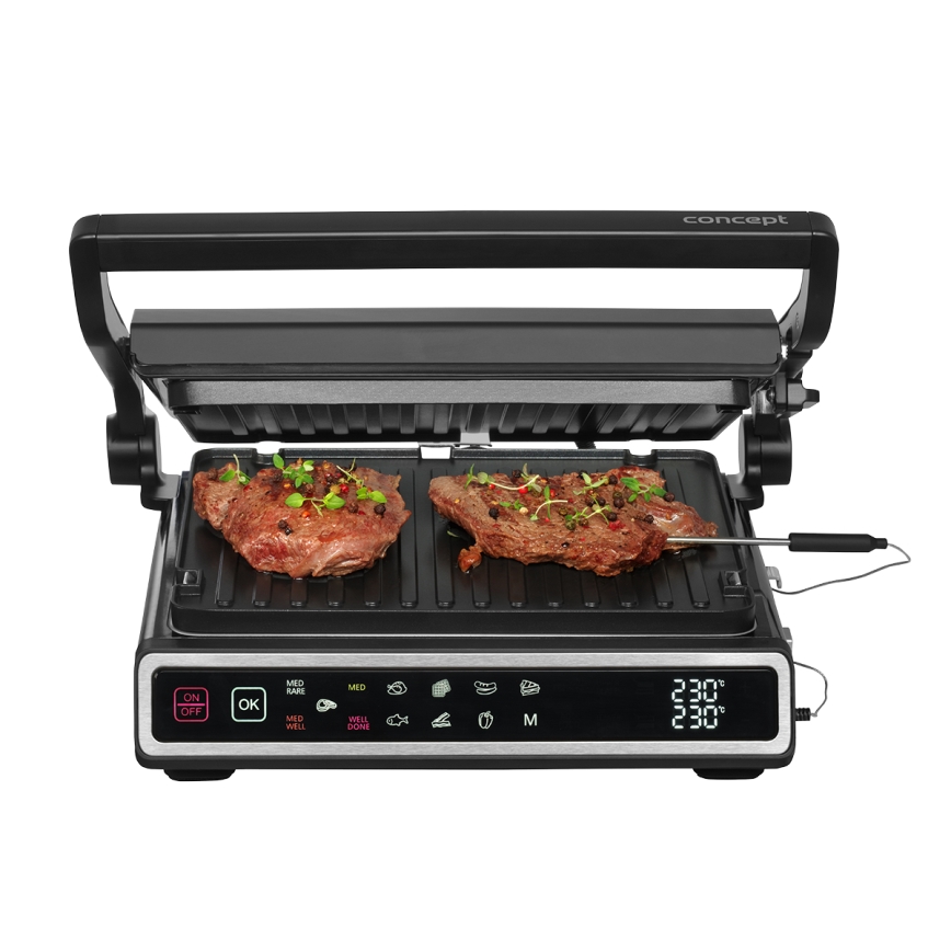 Concept ge3550 - Contactgrill met temperatuursonde 2000W/230V zwart