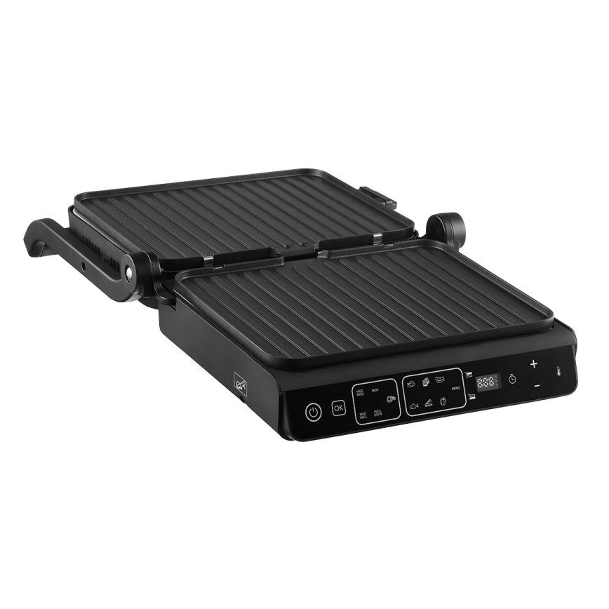Concept ge3600 - Contactgrill met temperatuursonde GLASS 2000W/230V zwart