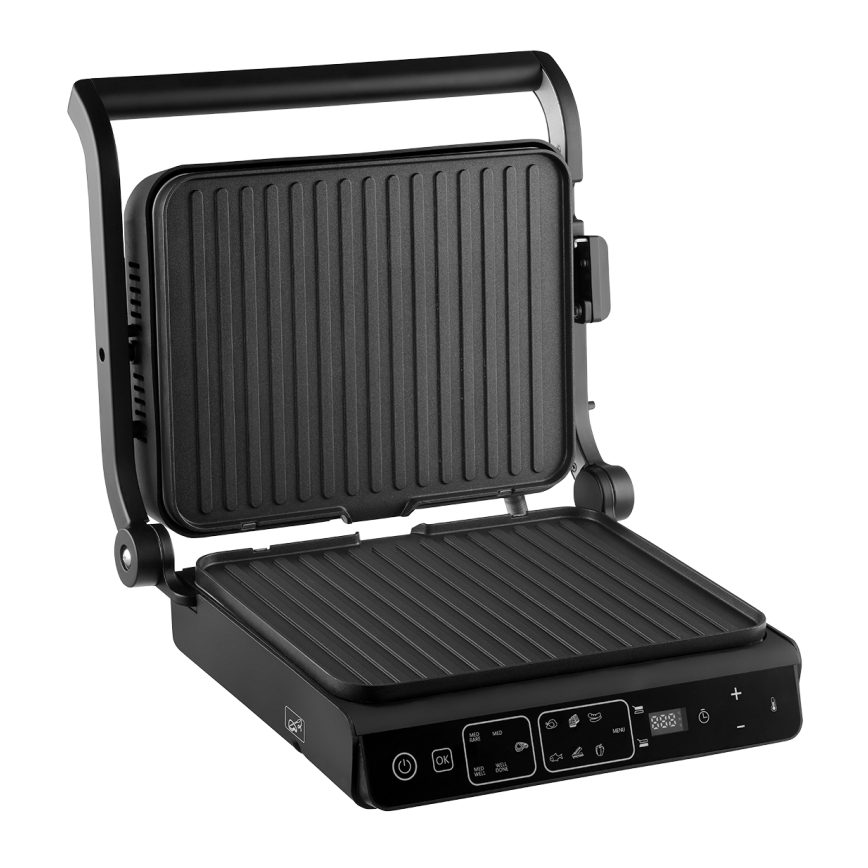 Concept ge3600 - Contactgrill met temperatuursonde GLASS 2000W/230V zwart