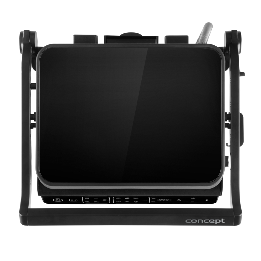 Concept ge3600 - Contactgrill met temperatuursonde GLASS 2000W/230V zwart
