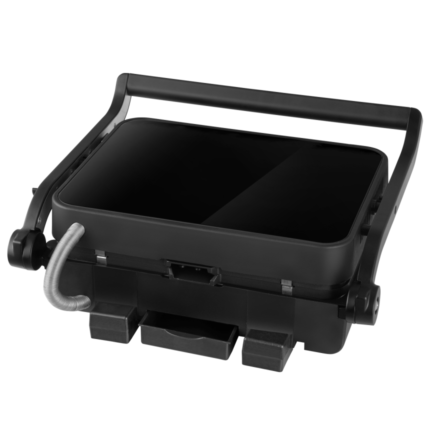 Concept ge3600 - Contactgrill met temperatuursonde GLASS 2000W/230V zwart