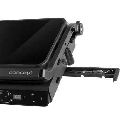 Concept ge3600 - Contactgrill met temperatuursonde GLASS 2000W/230V zwart