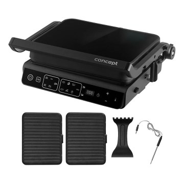 Concept ge3600 - Grill de contact avec sonde de température GLASS 2000W/230V noir