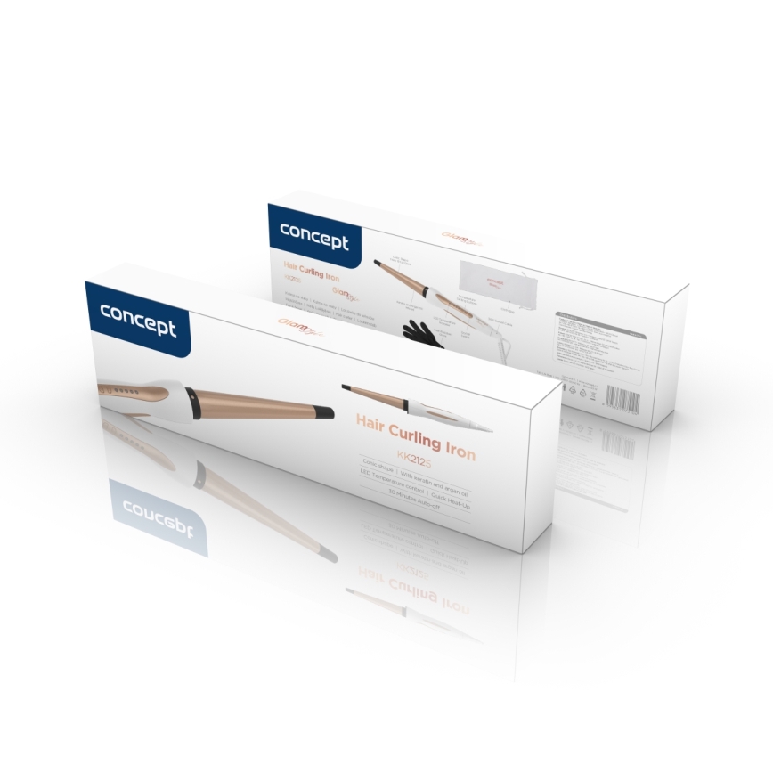 Concept KK2125 - Fer à friser conique GLAM STYLE 42W/230V blanc/or rose