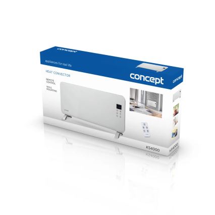 Concept KS4000 - Convecteur / radiateur électrique 1000/2000 W IP24 blanc + télécommande