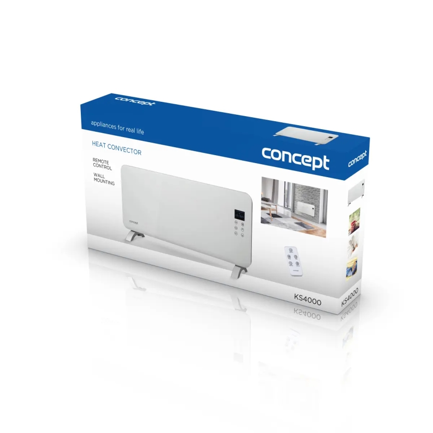 Concept KS4000 - Convecteur / radiateur électrique 1000/2000 W IP24 blanc + télécommande