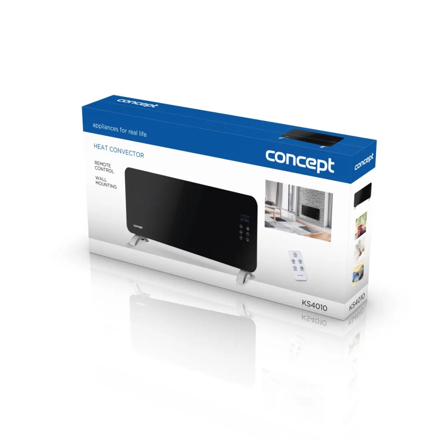 Concept KS4010 - Convecteur électrique 1000/2000 W IP24 noir + télécommande