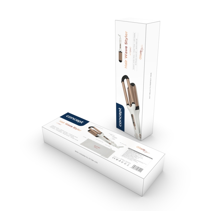 Concept KT2140 - Drievoudige krultang GLAM STYLE 100W/230V wit/roségoud