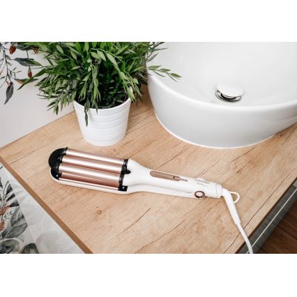 Concept KT2140 - Fer à boucler triple GLAM STYLE 100W/230V blanc/or rose