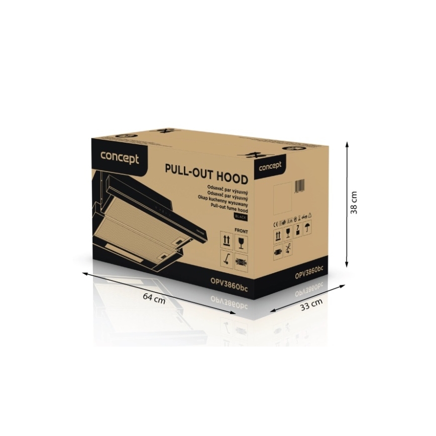 Concept OPV3860bc - Uittrekbare afzuigkap 60 cm, zwart