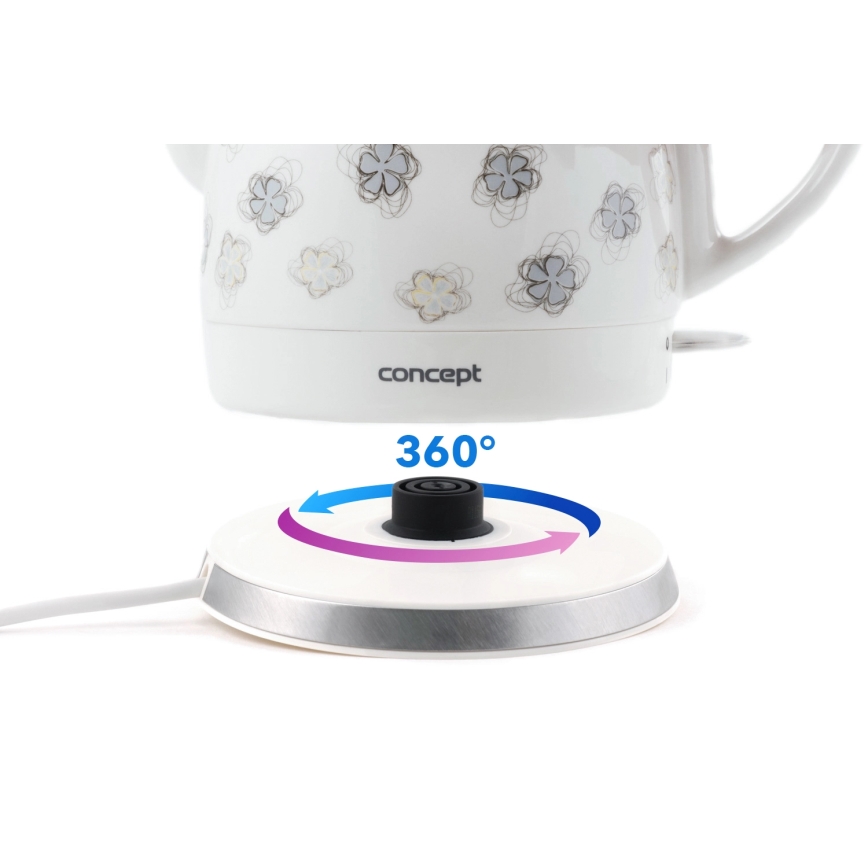 Concept RK0010ne - Bouilloire électrique 1 l 1100W/230V blanche/céramique