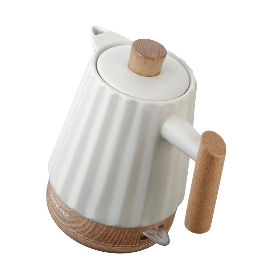Concept RK0090 - Bouilloire électrique 1,5 l 1500W/230V blanche/décor bois/céramique