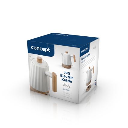 Concept RK0090 - Bouilloire électrique 1,5 l 1500W/230V blanche/décor bois/céramique