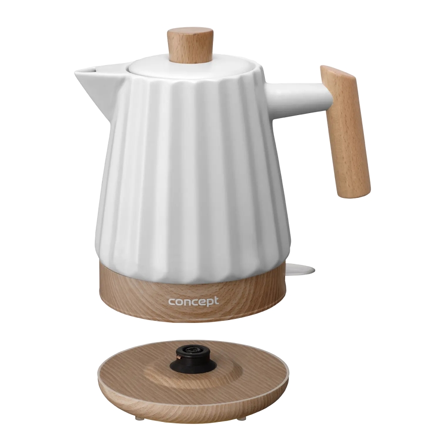 Concept RK0090 - Waterkoker 1,5 l 1500W/230V wit/houtdecor/keramiek