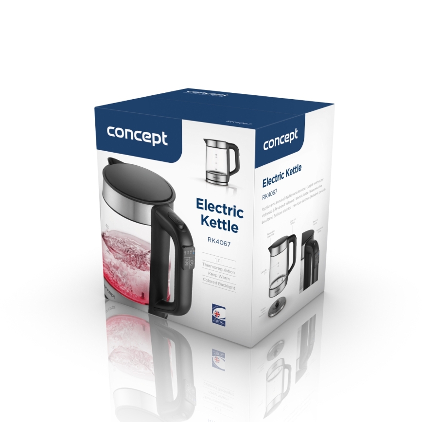 Concept RK4067 - Bouilloire électrique 1,7 l avec contrôle de la température, 2200W/230V, inox
