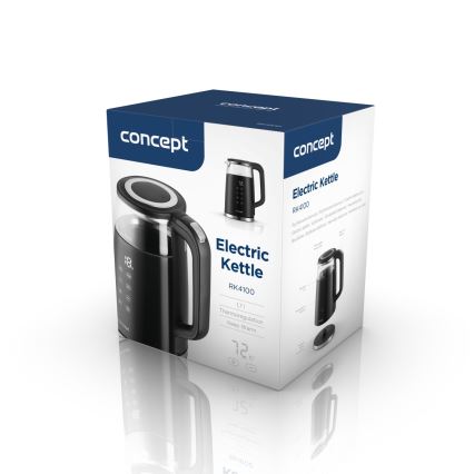 Concept RK4100 - Bouilloire électrique à régulation de la température, 1,7 l, 2200 W/230 V, noir