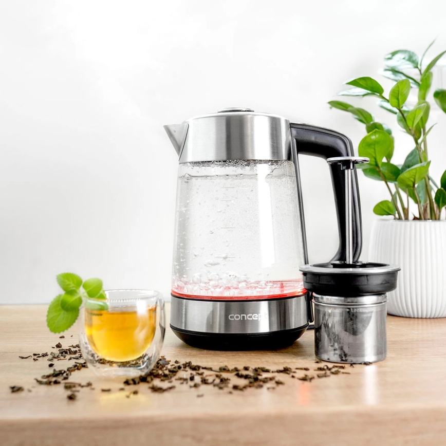 Concept RK4190 - Bouilloire électrique avec réglage de la température et filtre, 1,7 l, 2200 W/230 V, inox