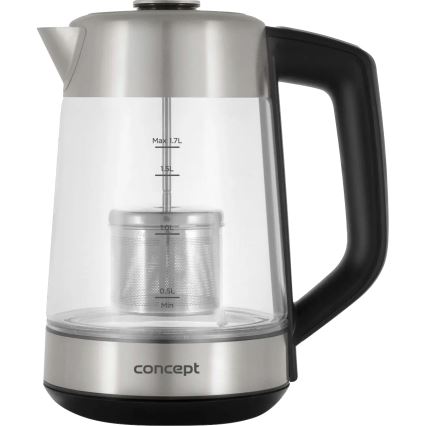 Concept RK4190 - Bouilloire électrique avec réglage de la température et filtre, 1,7 l, 2200 W/230 V, inox