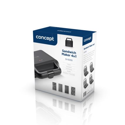 Concept SV3055 - Appareil à croque-monsieur 4en1 700W/230V noir