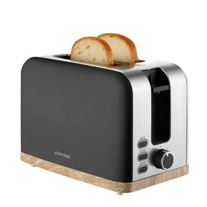 Concept TE2016 - Broodrooster met twee sleuven en opwarmrek 930W/230V zwart