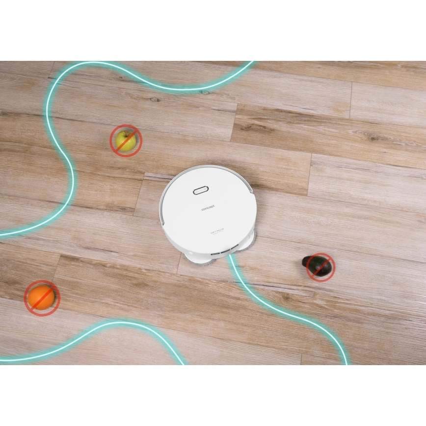 Concept VR4050 - Aspirateur robot intelligent 2 en 1 avec fonction serpillière OPTIMUS AQUA PRO LASER 3D 600W/230V 5200 mAh Wi-Fi blanc