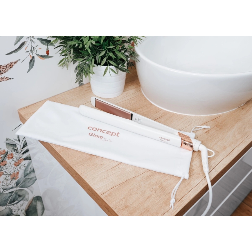 Concept VZ2110 - Stijltang GLAM STYLE 48W/230V wit/roségoud