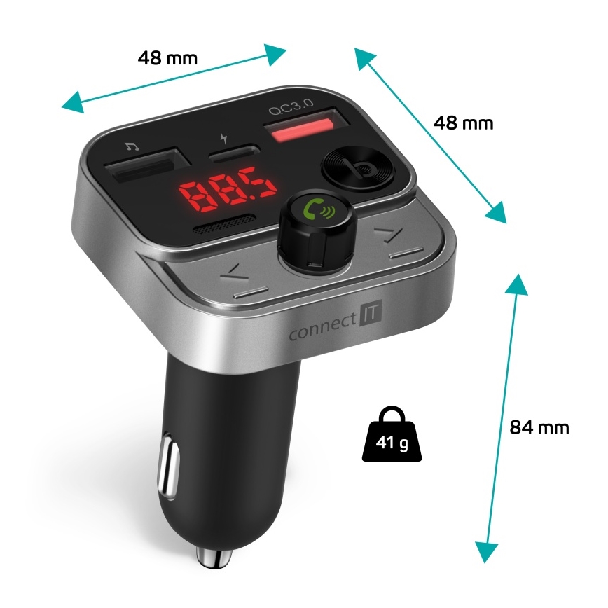 CONNECT IT CCC-8900-AN - FM-zender voor in de auto met handsfree-functie zwart/zilver