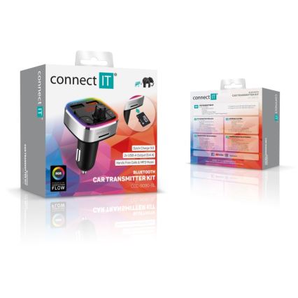 CONNECT IT CCC-9090-SL - LED RGB FM-autozender met handsfreefunctie zwart/zilver