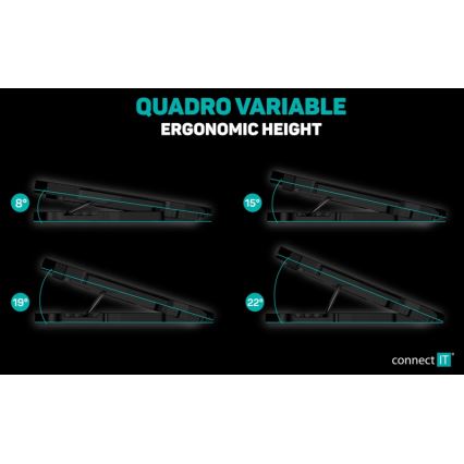 CONNECT IT CCP-2200-BK - Base ventilée pour ordinateur portable 4x ventilateur 2xUSB noir//bleu