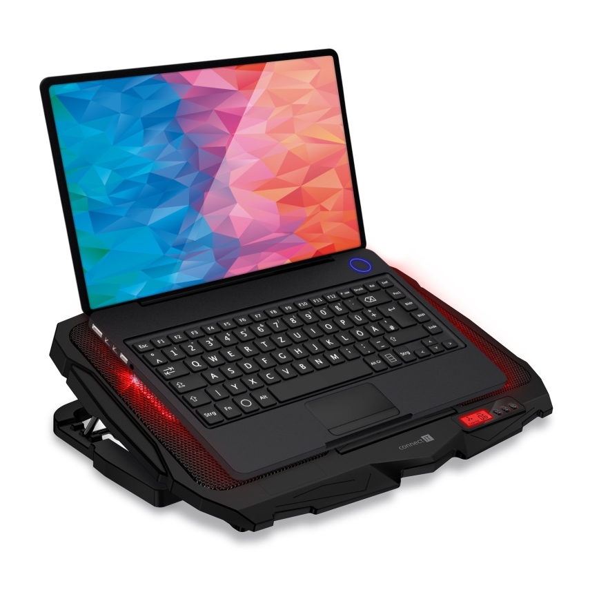 CONNECT IT CCP-2200-RD - Koelpad voor laptop 4x ventilator 2xUSB zwart/rood
