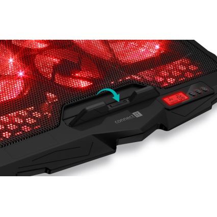 CONNECT IT CCP-2200-RD - Koelpad voor laptop 4x ventilator 2xUSB zwart/rood