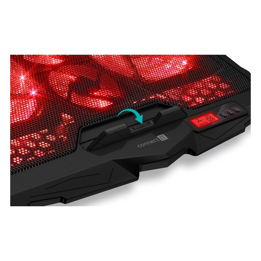 CONNECT IT CCP-2200-RD - Koelpad voor laptop 4x ventilator 2xUSB zwart/rood