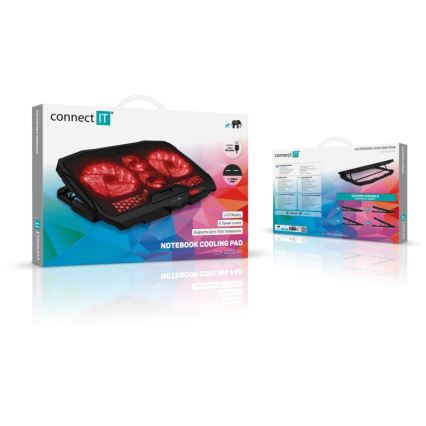 CONNECT IT CCP-2200-RD - Koelpad voor laptop 4x ventilator 2xUSB zwart/rood