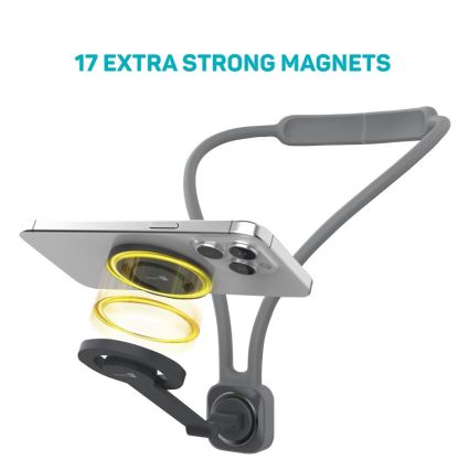 CONNECT IT CFF-6020-GY - Flexibele magnetische MagSafe-telefoonhouder voor om de nek
