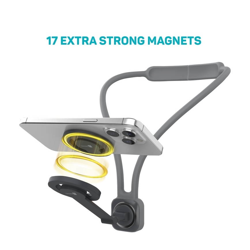 CONNECT IT CFF-6020-GY - Flexibele magnetische MagSafe-telefoonhouder voor om de nek