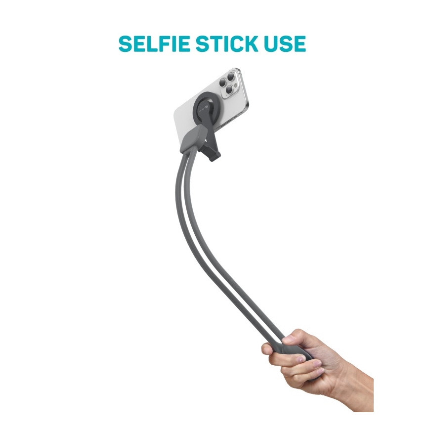 CONNECT IT CFF-6020-GY - Support de téléphone magnétique flexible à porter autour du cou, compatible MagSafe