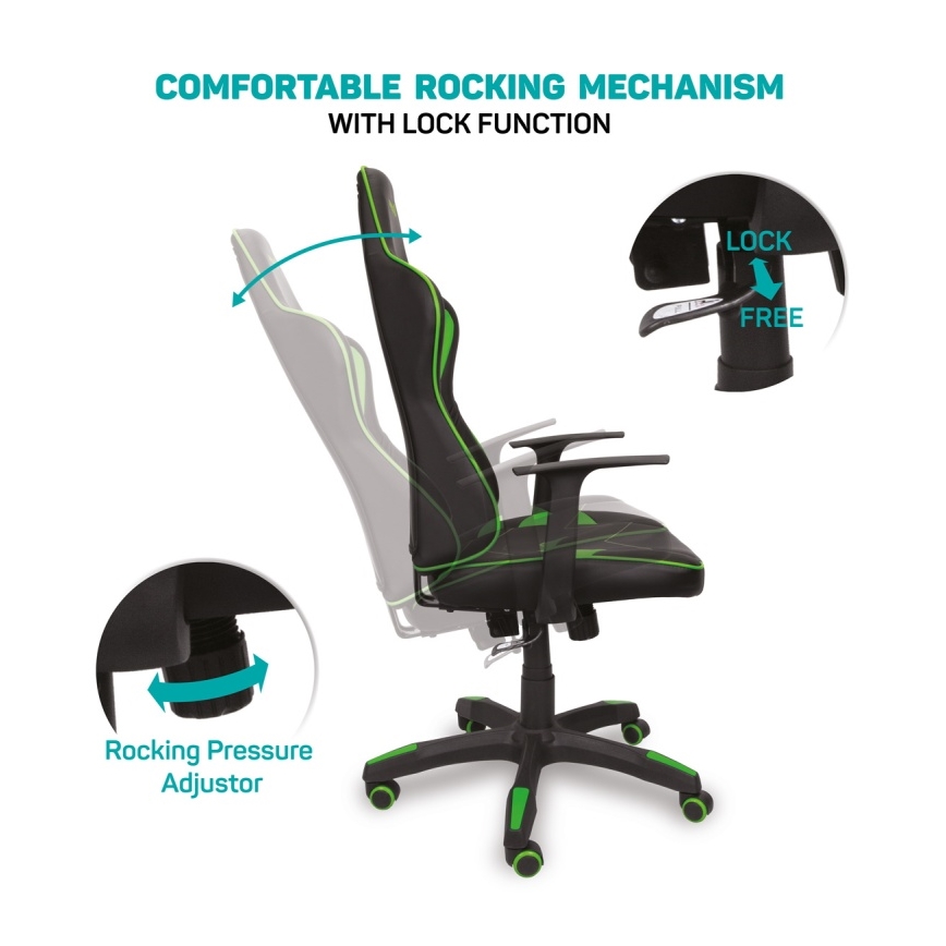 CONNECT IT CGC-0700-GR - Fauteuil de jeu LeMans Pro noir/vert