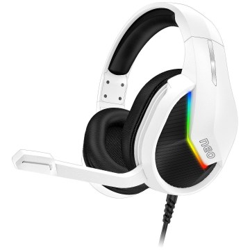 CONNECT IT CHP-3595-WH - LED RGB Bedrade gaming-koptelefoons met een microfoon wit/zwart