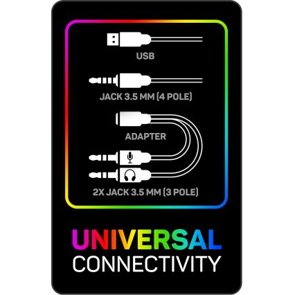 CONNECT IT CHP-3595-WH - LED RGB Bedrade gaming-koptelefoons met een microfoon wit/zwart