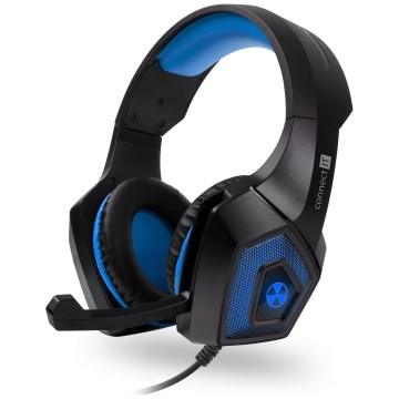 CONNECT IT CHP-5500-BL - LED Bedrade gaming-koptelefoons met een microfoon zwart/blauw