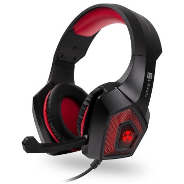 CONNECT IT CHP-5500-RD - Casque gaming filaire LED avec un micro noir/rouge