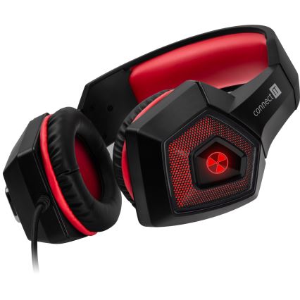 CONNECT IT CHP-5500-RD - Casque gaming filaire LED avec un micro noir/rouge