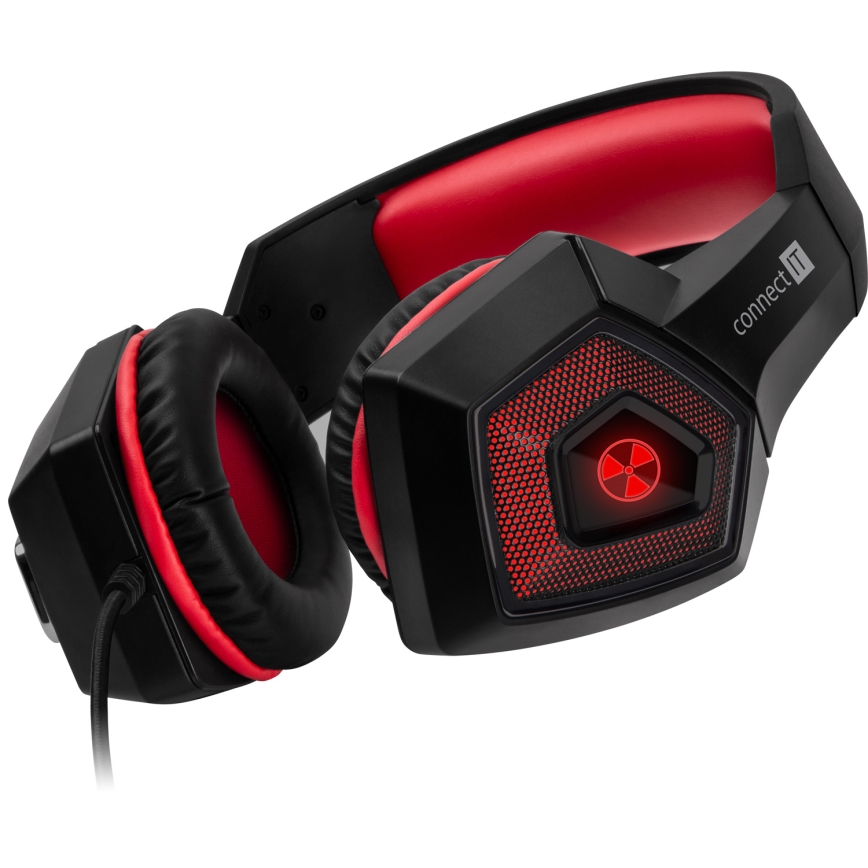 CONNECT IT CHP-5500-RD - Casque gaming filaire LED avec un micro noir/rouge