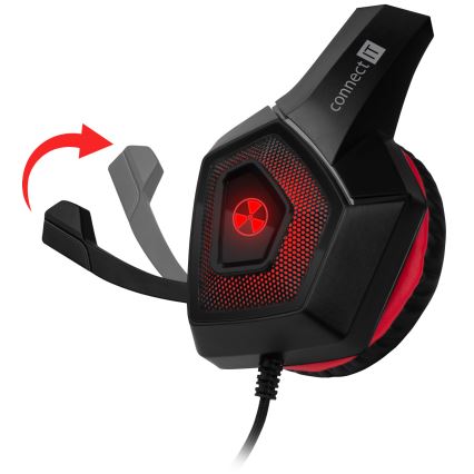 CONNECT IT CHP-5500-RD - Casque gaming filaire LED avec un micro noir/rouge
