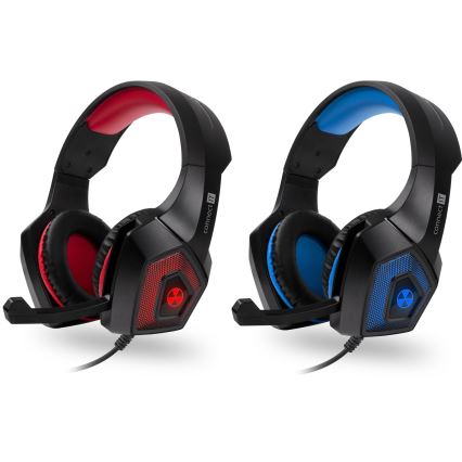 CONNECT IT CHP-5500-RD - Casque gaming filaire LED avec un micro noir/rouge